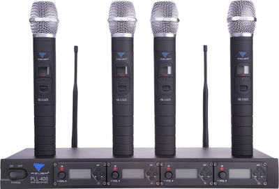 Mикрофон Azusa PLL-400, UHF систем 4 канали, 4 рачни микрофони, црн