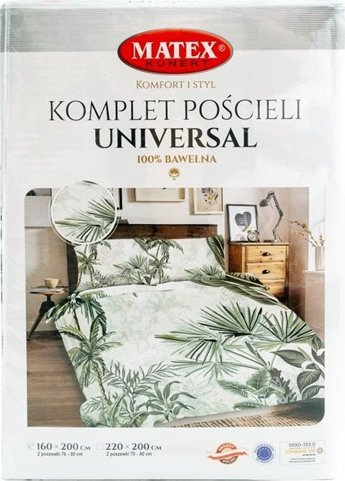 Set shtrati Cotton Bedding Palm Leaves, 160x200 cm, pambuk 100%, jeshile