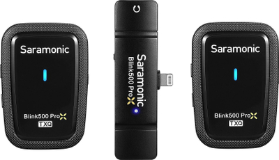Mikrofon wireless lavalier Saramonic Blink500 ProX Q, me 2 transmëtues, për iPhone, kamera DSLR, Android edhe PC, i zi