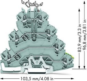 Bornë modulare Wago 2002-4127, 4 nivele, 2.5mm², gri