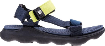 Sandalë fëmijësh Bejo Mileri Jrg, shollë me amortizim, rripa me ngjitës, e zezë navy dhe e verdhë