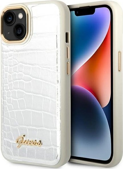 Futrollë për telefon Guess Croco Collection GUHCP14MHGCRHS, për iPhone 14 Plus 6.7", e argjendtë