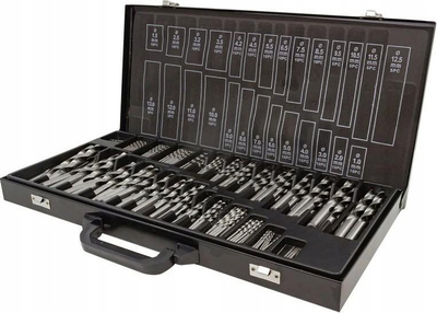 Set stërvilash për metal Forsage, 230 copë, çelik HSS, me kuti metalike