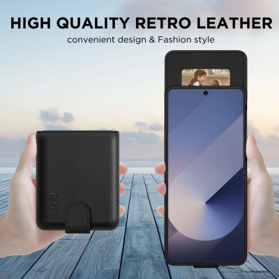 Këllëf portofol Tech-Protect Wallet për Samsung Galaxy Z Flip6, lëkurë eko, i zi