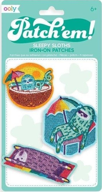 Set badge të qëndisura Sleepy Sloths 171-015, 3 copë, për hekurosje, shumëngjyrëshe