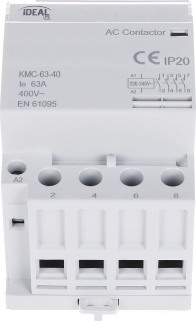 Модуларен контактор Ideal KMC-63-40, 63A, 400V AC, бел