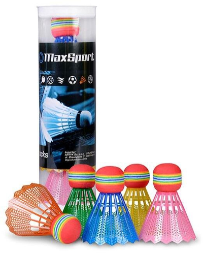 Shuttlecock badminton MaxSport ARTYK 134777, set 5 copë, shumëngjyrëshe