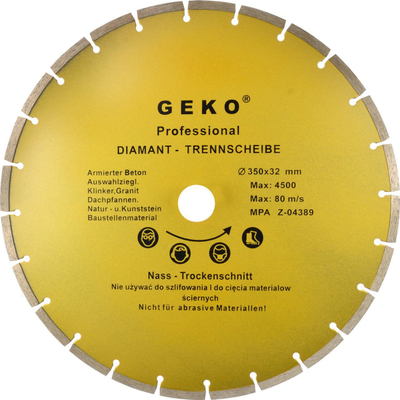 Disk prerës diamanti i segmentum GEKO, 350mm, vrimë 32mm, gri