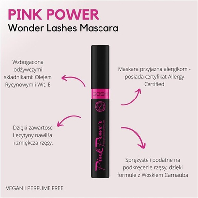 Maskarë Gosh Pink Power Curling and Lengthening, 10ml, e zezë