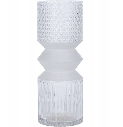 Vazo qelqi cilindrike, 30cm, diametër 11cm, e tejdukshme e mat