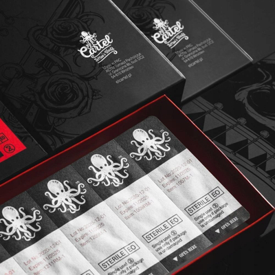 Кертриџ тетоважа EL CARTEL V2 3RL 0.18 Long Taper, сет 10 парчиња, проѕирен