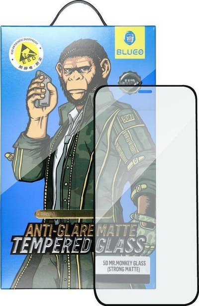 Xham mbrojtës Mr. Monkey Glass 5D për Apple iPhone 13, matte, i zi