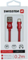 Kabllo USB Swissten Textile, USB A me USB C, 0.2m, e zezë