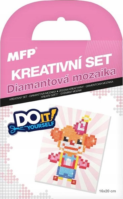Set kreativ MFP Diamond Mosaic Clown, mozaik me gurë, 16x20 cm, shumëngjyrësh