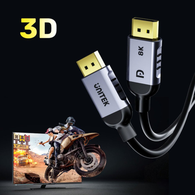 Kabllo DisplayPort UNITEK C1628GY01, 1m, 8K, e zezë me gri
