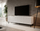 Komodë TV Bed Meble HOLE, 190x40.5x59.5 cm, MDF dhe panel druri, e bardhë mat