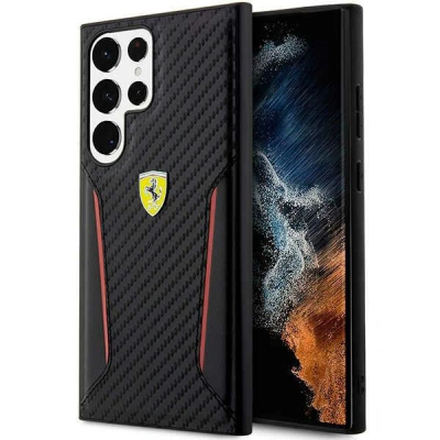 Këllëf telefoni Ferrari për Samsung Galaxy S23 Ultra, Carbon Stripe, i zi