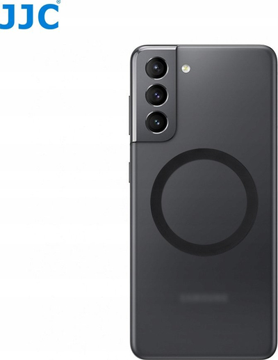 Unazë metalike JJC MSR-BK1 për smartphone, adapter magnetik, ngjitës 3M, e zezë