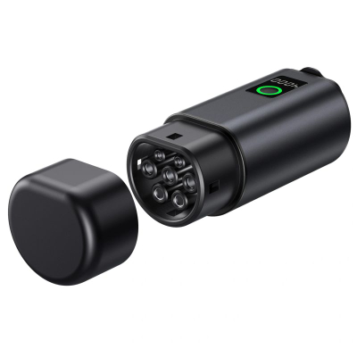 Adapter V2L për makina elektrike Hurtel, Type 2 në Schuko, 3500W me ekran, i zi