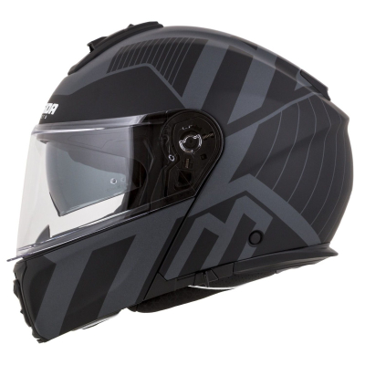 Helmetë moto Cassida Modulo 2.1 Profile Vision, integral modular, i zi mat gri reflektues