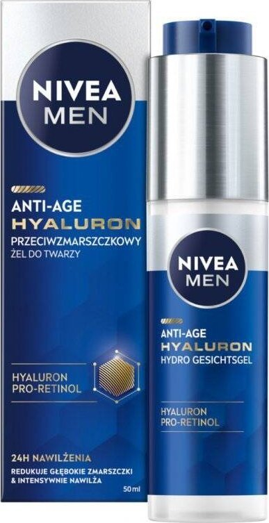 Xhel fytyre Nivea Men Hyaluron Anti Age Hydro Face, për lëkurë të hidratuar, kundra rrudhave