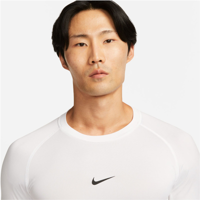 Bluzë trajnimi Nike Dri-FIT Pro Tight për meshkuj, material elastik, teknologji Dri-FIT, e bardhë