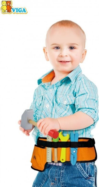 Lodër rrip me vegla druri Viga, 7 copë