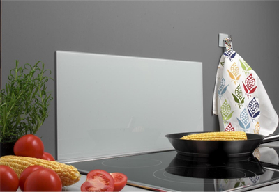 Mbrojtës muri Homeit, xham i kalitur milk glass, 600 x 300mm, transparent