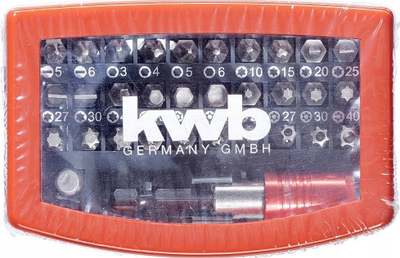 Set bitash Kwb 118490, 32 copë, çelik krom vanadium, kuti plastike e kuqe