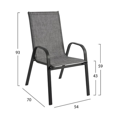 Set Tavolinë + 6 karrige + 2 palosëse HM10557.01, gri