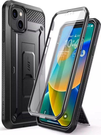 Këllëf SUPCASE Unicorn Beetle Pro për iPhone 14 Plus 6.7", mbrojtje 360°, me këmbëz mbajtëse, i zi