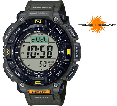 Orë digjitale për meshkuj Casio Pro Trek, e argjendtë