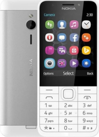Telefoni Nokia 230 Dual SIM, ekran 2.8", kamerë 2MP, argjendtë