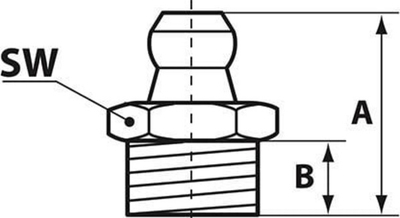 Grasernierë Pressol Chisel Cone H1, M6 x 1, e drejtë