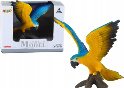 Figurinë papagall Leantoys Parrot Ara Ararauna, 7 cm, me plot ngjyra