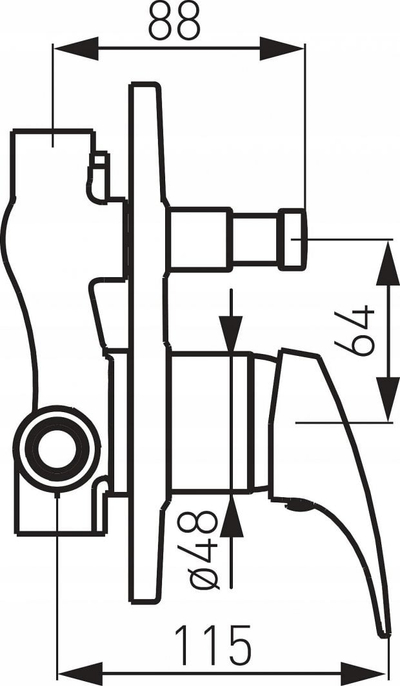 Bateri dushi Ferro One Concealed, 2 funksione, krom