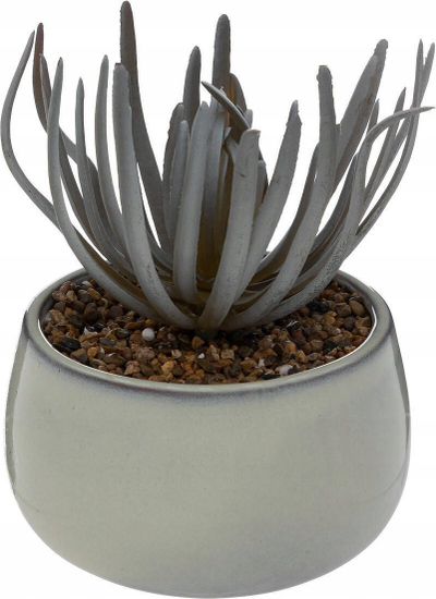 Bimë plastike sukulente Atmosphera, 18 cm, me vazo qeramike, jeshile
