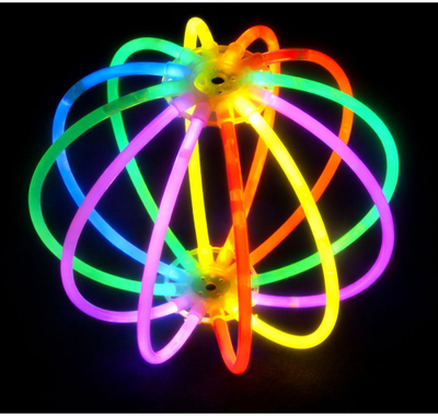 Играчка светлечка топка NiceGlow Glow Ball, 12 неонски стапчиња, флуоресцентна, повеќебојна