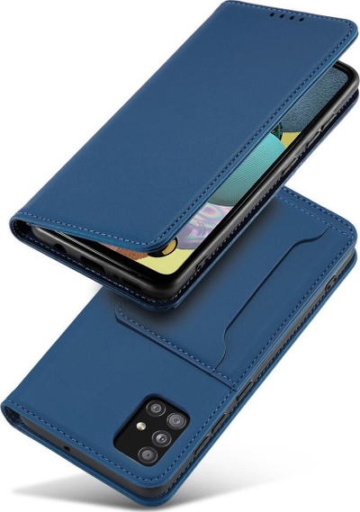 Mbulesë telefoni Magnet Card për Xiaomi Redmi Note 11, me xhep për karta, me qëndrim, blu