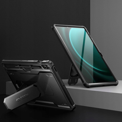 Mbrojtëse tablet Tech-Protect Kevlar Pro për Samsung Galaxy Tab S9 FE Plus, 360°, me këmbë mbajtëse, e zezë