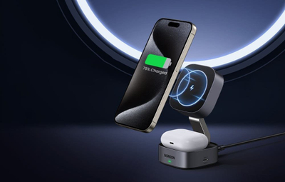 Безжичен полнач со држач ESR HaloLock 2 во 1, MagSafe, за iPhone, црн