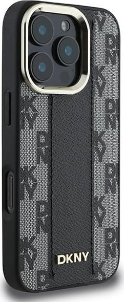 Kapak telefoni DKNY PU Leather MagSafe për iPhone 16 Pro Max, me katrorë, i zi