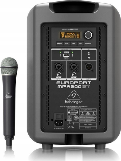 Kuti zëri portabël Behringer Europort MPA200BT, 200W, Bluetooth, e zezë