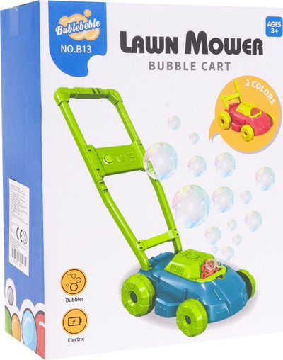 Lodër makinë kositëse për flluska sapuni, automatike, rezervuar 100 ml, jeshile blu