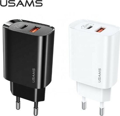 Kokë karikuese Usams T35 1x USB-A 1x USB-C 3 A, e bardhë