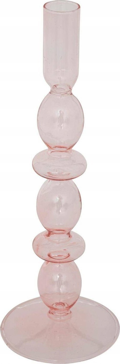 Mbajtëse qirinjsh Atmosphera Light Pink Glass Candle Holder H25.7cm, qelq, rozë e çelët