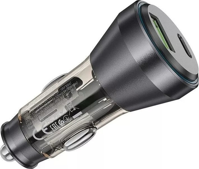 Karikues makine Hoco NZ12B, 48W, USB A USB C, me ekran digjital, transparent i zi