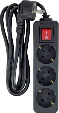 Zgjatës elektrik Microconnect MC-GRU0033BS, 3 vrima Schuko, kabllo 3 m, ngjyrë e zezë