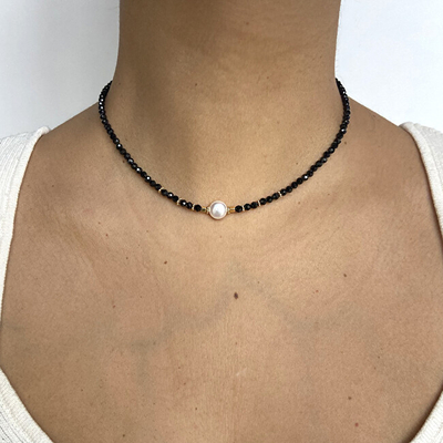 Vathë me perla të zeza Black Pearl Jewelry, argjend, elegantë, të zinj