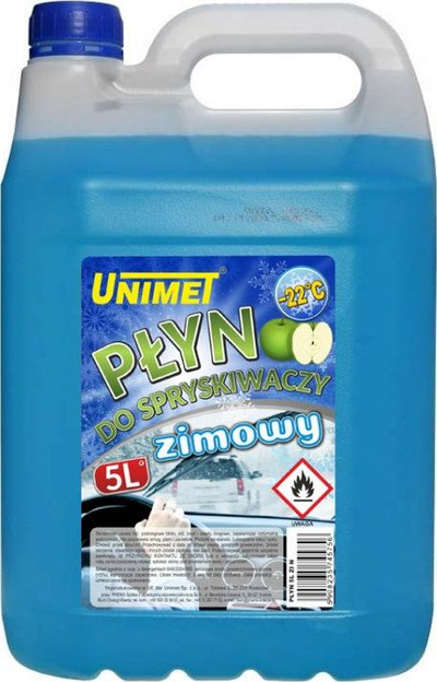 Lëng dimri për larje xhamash Unimet DO-22, 5L, me bazë etanoli, blu